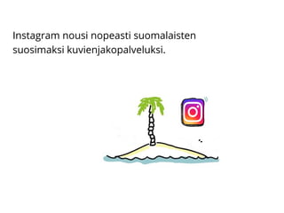 Instagram nousi nopeasti suomalaisten
suosimaksi kuvienjakopalveluksi.
 