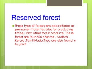 Reserved Forests Examples forest and wildlife 10 ppt | PPTX