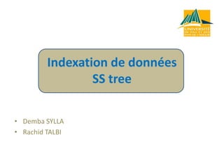 Indexation de données
SS tree
• Demba SYLLA
• Rachid TALBI

 