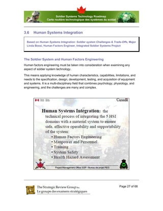 3.6    Human Systems Integration

  Based on Human Systems Integration: Soldier system Challenges & Trade-Offs, Major
  Li...