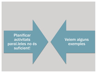 Planificar
activitats
paral.leles no és
suficient!
Veiem alguns
exemples
 