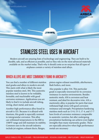 Stainless Steel uses in Aircraft
