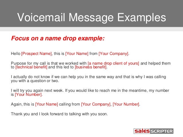 voice mail message templates