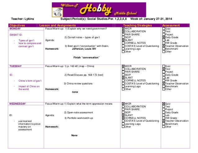 lesson plan for january 27 31 2014
