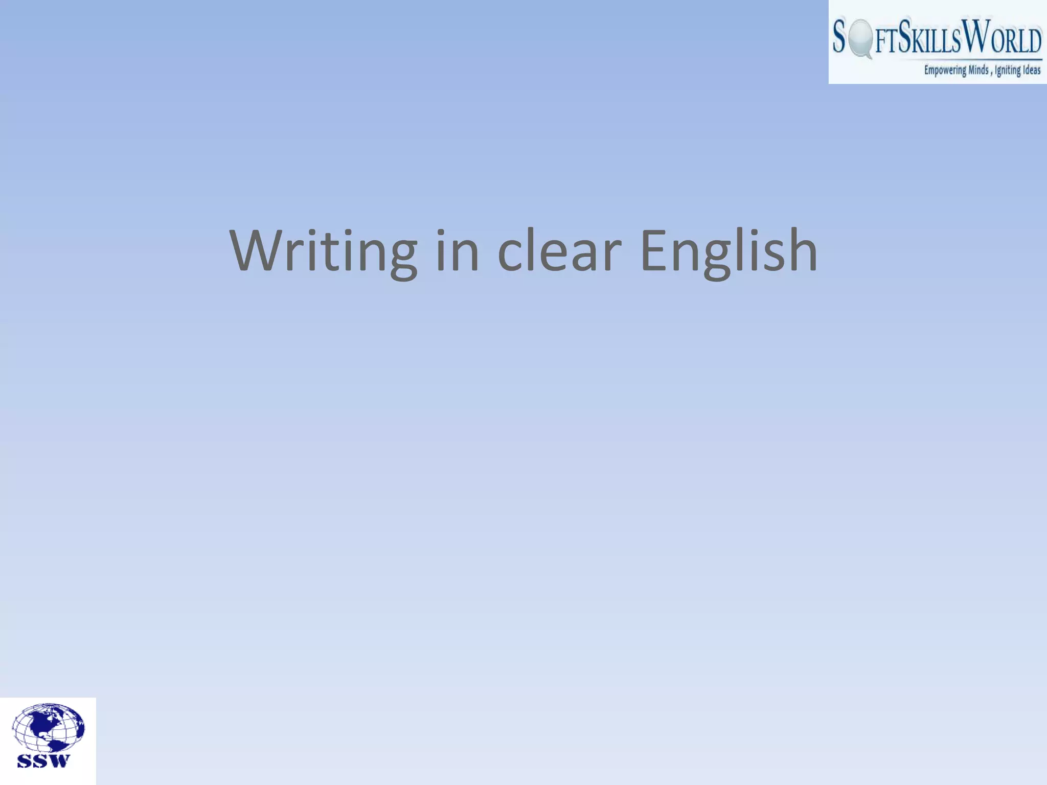 Writing in clear English
 