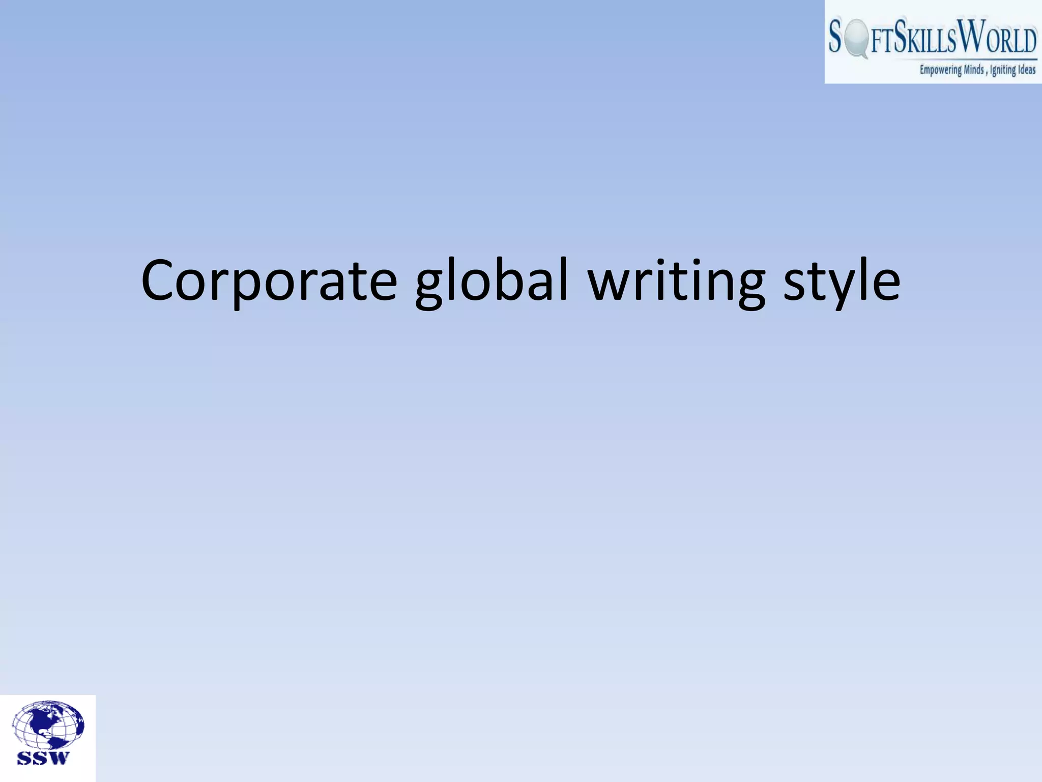 Corporate global writing style
 
