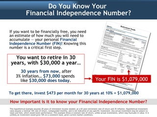 Do You Know Your
                 Financial Independence Number?

If you want to be financially free, you need
an estimate...