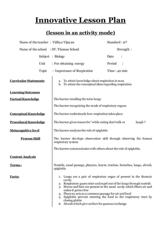 innovative self designed lesson plan | DOCX