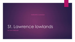 TORONTO CANADA 
St. Lawrence lowlands 
BY KALI KRIEGER 
 