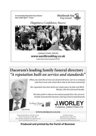 Produced and printed by the Parish of Boxmoor
 