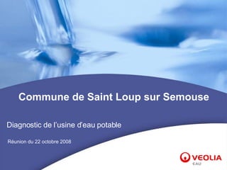 Commune de Saint Loup sur Semouse Réunion du 22 octobre 2008 Diagnostic de l’usine d’eau potable 