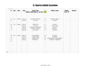 St.maarten sofball schedule