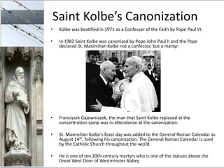 St. Kolbe’s Patronage
           •   against drug addiction
           •   drug addicts
           •   families
          ...