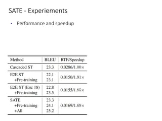 SATE - Experiements
• Performance and speedup
 