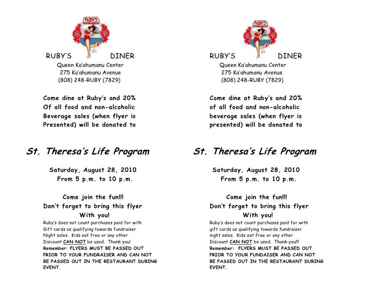 st theresa s life teem program fundraiser flyer