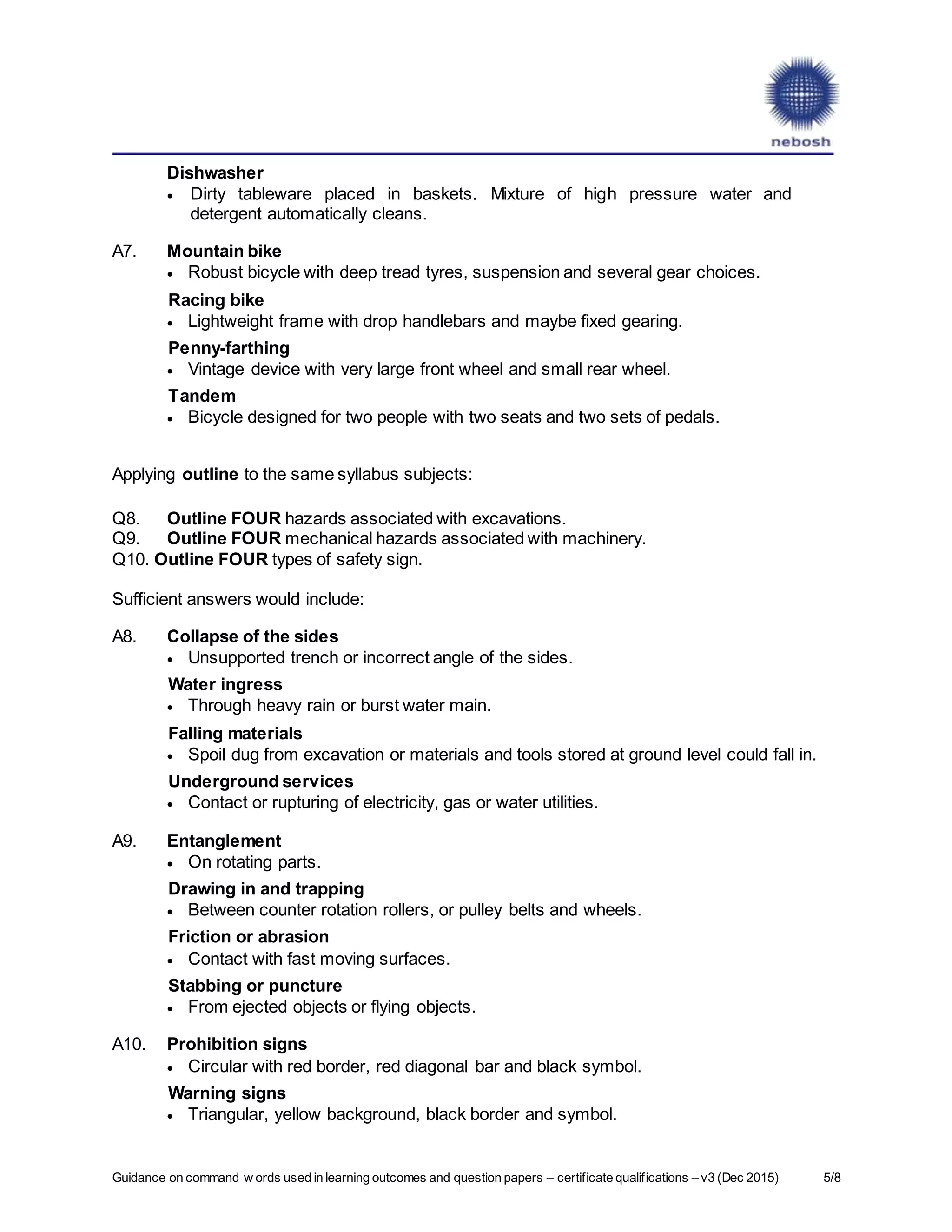 Guidance on command words used in learning outcomes and question papers ...