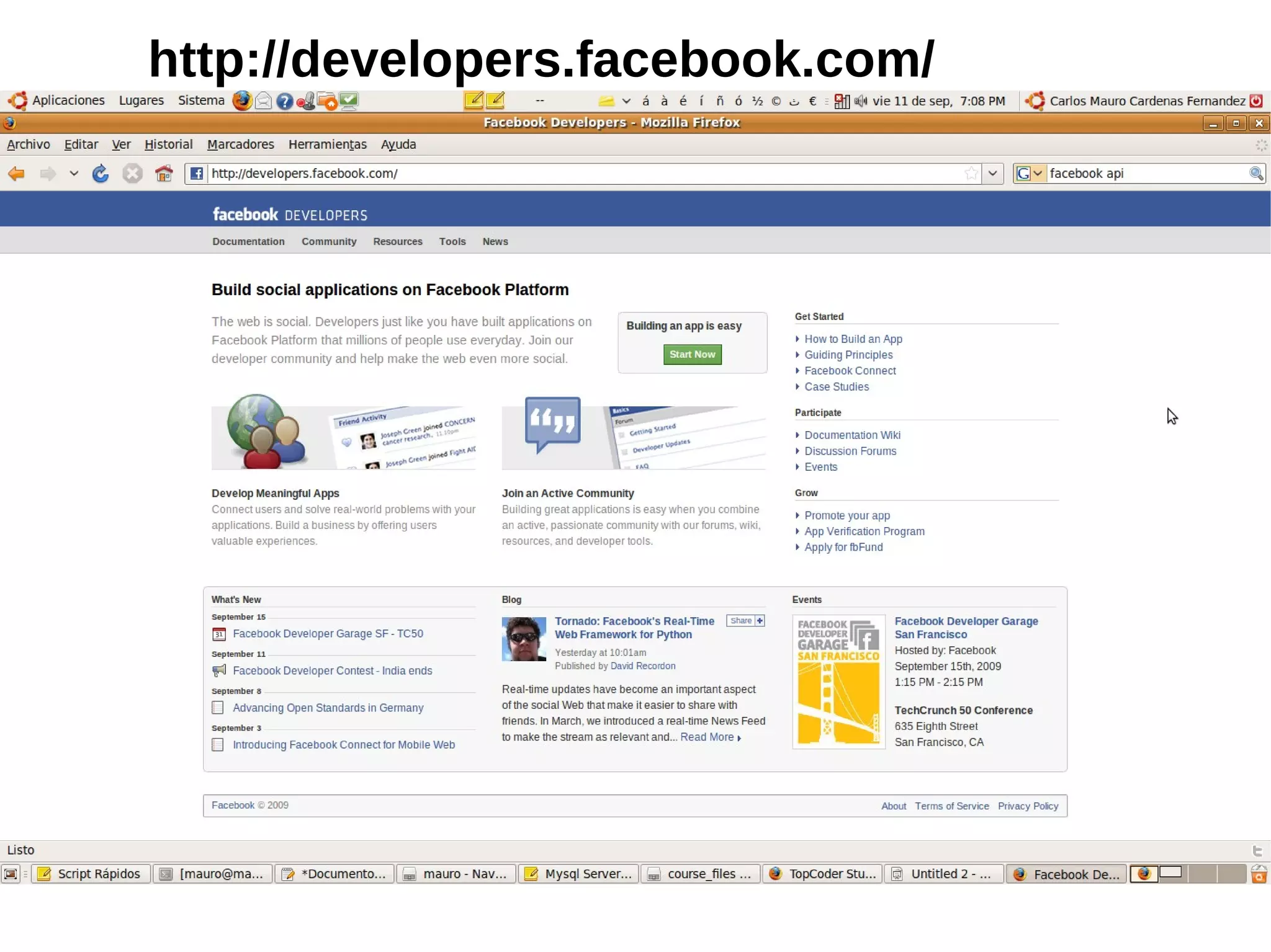 http://developers.facebook.com/
 