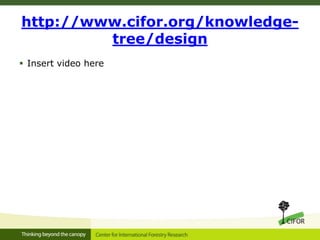 http://www.cifor.org/knowledge-
tree/design
 Insert video here
 