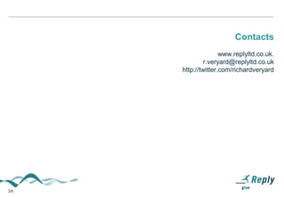 Contacts
www.replyltd.co.uk.
r.veryard@replyltd.co.uk
http://twitter.com/richardveryard

34

 