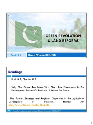 St 4 green revolution & land reforms pakistan economy | PDF