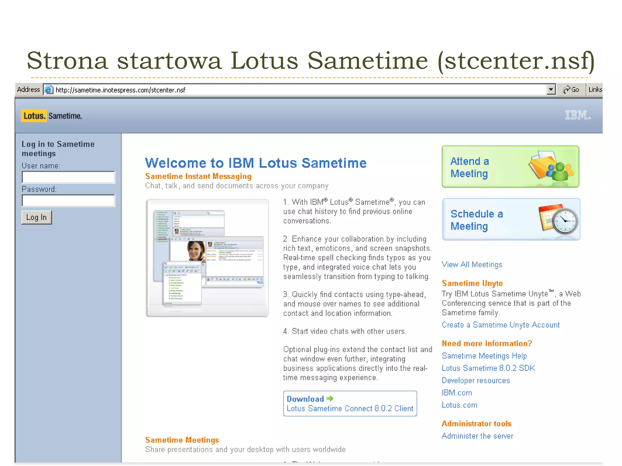 Strona startowa Lotus Sametime (stcenter.nsf) 
