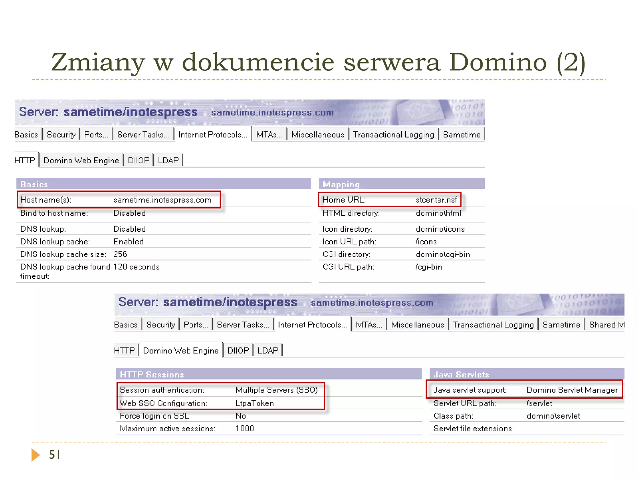 Zmiany w dokumencie serwera Domino (2) 