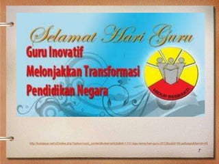 http://kulaijaya.net/v2/index.php?option=com_content&view=article&id=1151:lagu-tema-hari-guru-2012&catid=59:pelbagai&Itemid=45

                                                                                                                       7
 