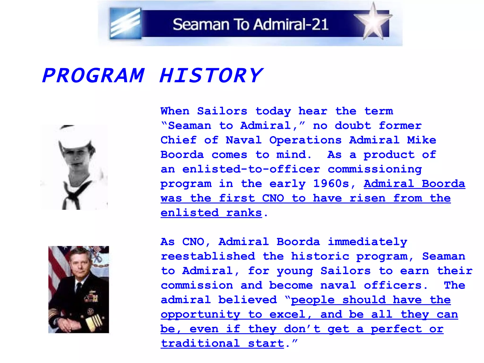 Seaman to Admiral-21 Program | PPT