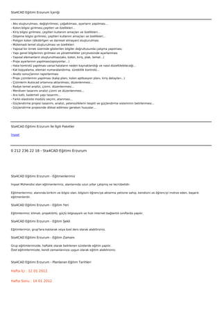 Sta4CAD Eğitimi Erzurum İçeriği


-   Aks oluşturulması, değiştirilmesi, çoğaltılması, ayarların yapılması…
-   Kolon bilgisi girilmesi,çeşitleri ve özellikleri…
-   Kiriş bilgisi girilmesi, çeşitleri kullanım amaçları ve özellikleri…
-   Döşeme bilgisi girilmesi, çeşitleri kullanım amaçları ve özellikleri…
-   Poligon kolon (dikdörtgen ve dairesel olmayan) oluşturulması
-   Mütemadi temel oluşturulması ve özellikleri
-   Yapısal bir örnek üzerinde gösterilen bilgiler doğrultusunda çalışma yapılması;
-   Yapı genel bilgilerinin girilmesi ve yönetmelikler çerçevesinde ayarlanması
-   Yapısal elemanların oluşturulması(aks, kolon, kiriş, plak, temel…)
-   Proje ayarlarının yapılması(opsiyonlar…)
-   Hata kontrolü yapılması varsa hataların neden kaynaklandığı ve nasıl düzeltilebileceği…
-   Kat kopyalama, eleman numaralandırma, süreklilik kontrolü…
-   Analiz sonuçlarının raporlanması
-   Proje çizimlerinin yapılması (kalıp planı, kolon aplikasyon planı, kiriş detayları…)
-   Çizimlerin Autocad ortamına aktarılması, düzenlenmesi…
-   Radye temel analizi, çizimi, düzenlenmesi…
-   Merdiven tasarımı analizi çizimi ve düzenlenmesi...
-   Ara katlı, kademeli yapı tasarımı…
-   Farklı elastisite modülü seçimi, atanması…
-   Güçlendirme projesi tasarımı, analizi, yetersizliklerin tespiti ve güçlendirme sisteminin belirlenmesi…
-   Güçlendirme projesinde dikkat edilmesi gereken hususlar…

 



Sta4CAD Eğitimi Erzurum İle İlgili Paketler

İnşaat




0 212 236 22 18 - Sta4CAD Eğitimi Erzurum




Sta4CAD Eğitimi Erzurum - Eğitmenlerimiz

İnşaat Mühendisi olan eğitmenlerimiz, alanlarında uzun yıllar çalışmış ve tecrübelidir.


Eğitmenlerimiz; alanında birikim ve bilgisi olan, bilgisini öğrenciye aktarma yetisine sahip, kendisini ve öğrenciyi motive eden, başarılı
eğitmenlerdir.

Sta4CAD Eğitimi Erzurum - Eğitim Yeri

Eğitimlerimiz; klimalı, projektörlü, güçlü bilgisayarlı ve hızlı internet bağlantılı sınıflarda yapılır.

Sta4CAD Eğitimi Erzurum - Eğitim Şekli

Eğitimlerimizi, grup'lara katılarak veya özel ders olarak alabilirsiniz.

Sta4CAD Eğitimi Erzurum - Eğitim Zamanı

Grup eğitimlerimizde; haftalık olarak belirlenen sürelerde eğitim yapılır.
Özel eğitimlerimizde; kendi zamanlarınıza uygun olarak eğitim alabilirsiniz.



Sta4CAD Eğitimi Erzurum - Planlanan Eğitim Tarihleri

Hafta İçi : 12 01 2012


Hafta Sonu : 14 01 2012
 