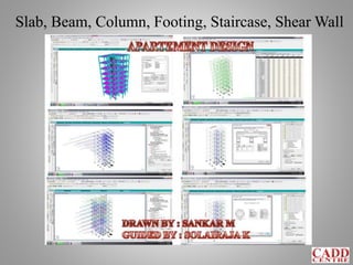 Slab, Beam, Column, Footing, Staircase, Shear Wall
 