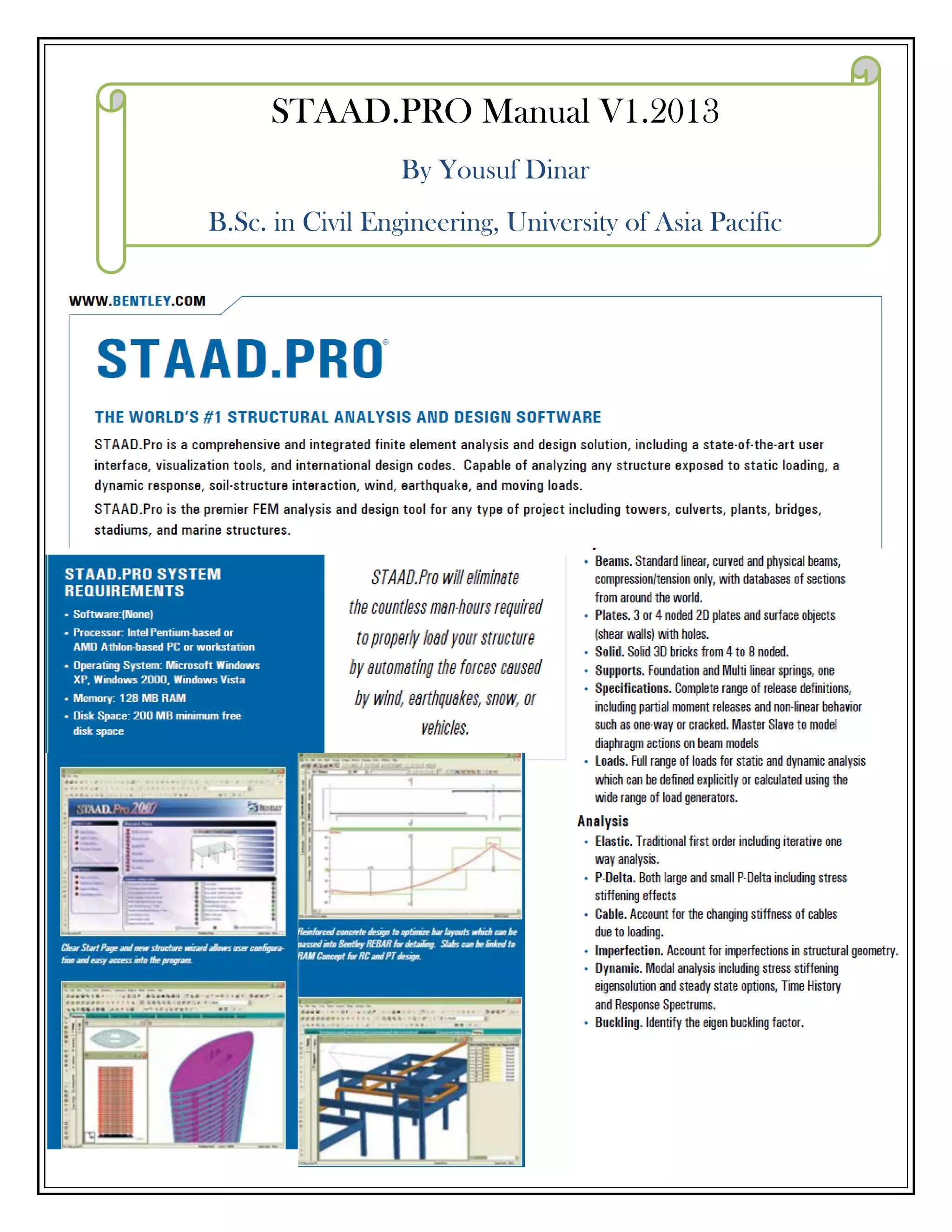 StaadPro Manual by yousuf dinar | PDF