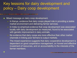 A comparison of dairy policy and development in South Asia and East Africa: lessons for a pro-poor dairy policy agenda