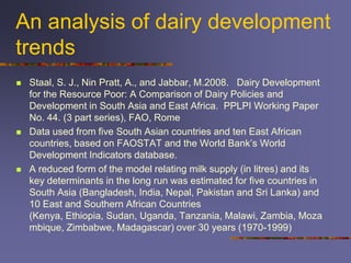 A comparison of dairy policy and development in South Asia and East Africa: lessons for a pro-poor dairy policy agenda