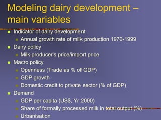 A comparison of dairy policy and development in South Asia and East Africa: lessons for a pro-poor dairy policy agenda