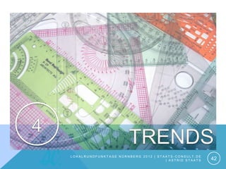 LOKALRUNDFUNKTAGE NÜRNBERG 2012 | STAATS-CONSULT.DE
                                     | ASTRID STAATS   42
 