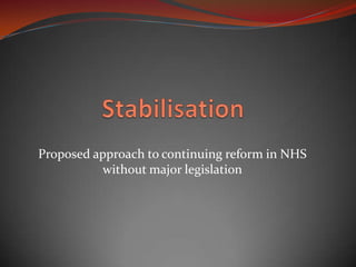 Proposed approach to continuing reform in NHS
          without major legislation
 