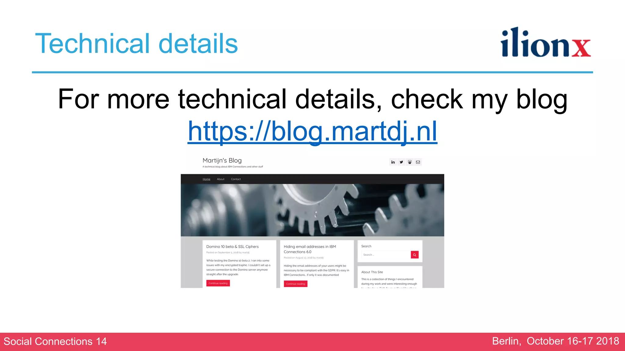 Social Connections 14 Berlin, October 16-17 2018
For more technical details, check my blog 
https://blog.martdj.nl
Technical details
 