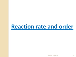 MALAY PANDYA 10
Reaction rate and order
 