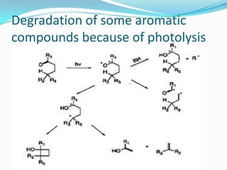 Degradation of some aromatic
compounds because of photolysis
 