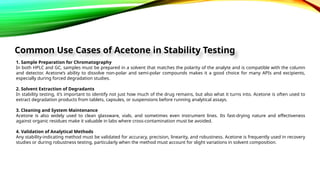 Acetone in Analytical Methods for Drug Stability Tests | PPTX