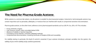 Role of Acetone in Reliable Stability Test Analysis | PPTX