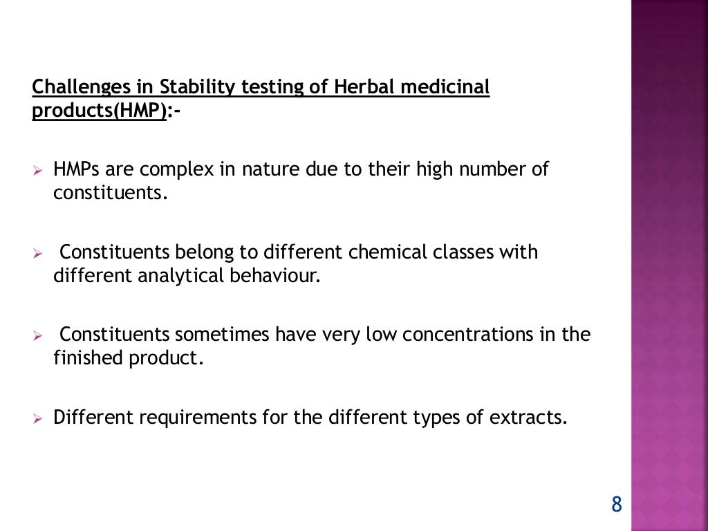 Stability testing of herbal natural products and its