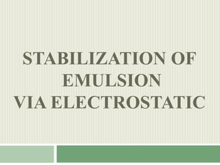 STABILIZATION OF
EMULSION
VIA ELECTROSTATIC
 