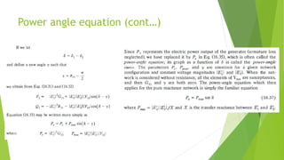 Power angle equation (cont…)
 