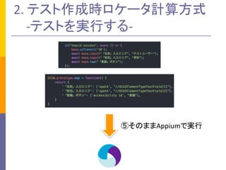 2.	ƥɕr`Ӌ㷽ʽ
-ƥȤgФ-
ݤΤޤAppiumǌg
 
