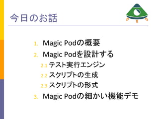 դΤԒ
1. Magic	PodθҪ
2. Magic	PodOӋ
2.1 ƥȌgХ󥸥
2.2 ץȤ
2.3 ץȤʽ
3. Magic	PodμCܥǥ
 