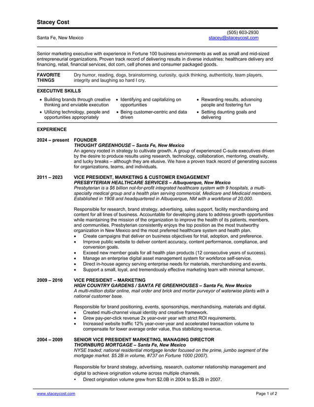 A chronological journey of jobs and responsibilities. PDF