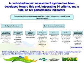Embrapa’s platform for impact assessment of agricultural technologies and Indicator systems for the environmental management of rural activities 