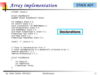 Array implementation Declarations 
