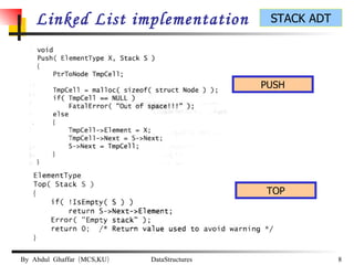 Linked List implementation PUSH TOP 
